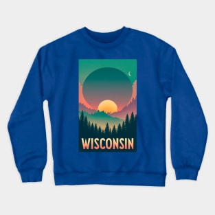 Wisconsin Tourism Poster Sunset Crewneck Sweatshirt